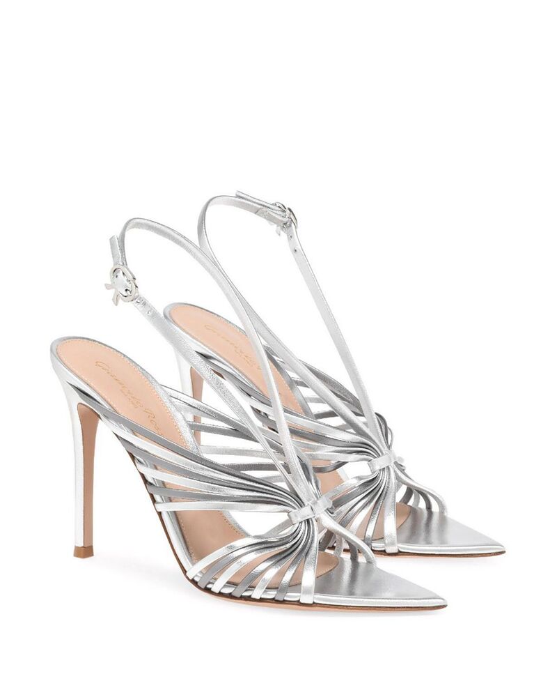 ジャンヴィト ロッシ レディース シューズ サンダル Gianvito Rossi Women\u0027s Muse Sandalsilver Lamb Leather しろがね色