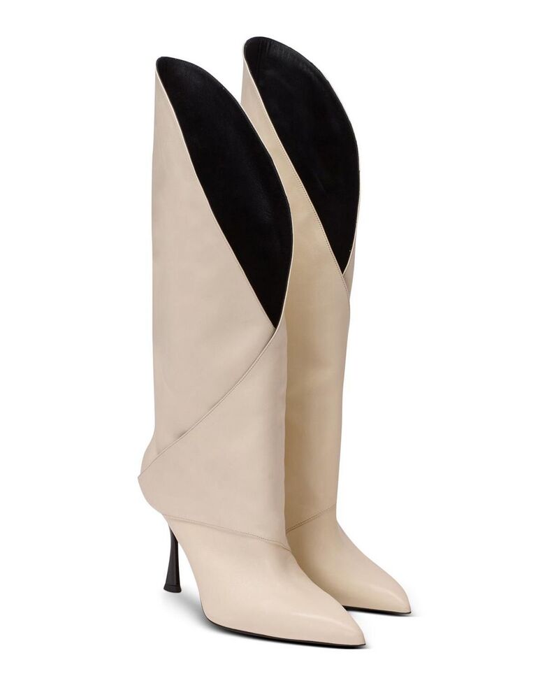 バルマン レディース シューズ ブーツ・レインブーツ なめし革 踵 Balmain Women\u0027s Twist Heeled Leather Boots Beige ベージュ