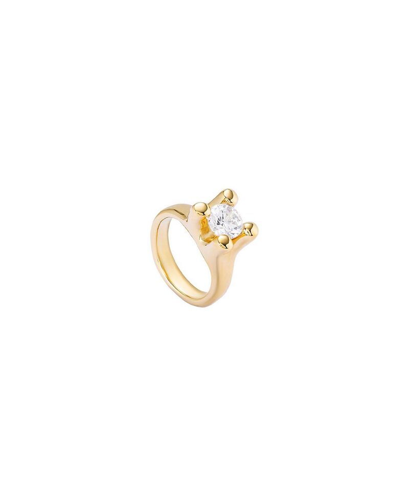 ウノデ 50 レディース アクセサリー リング UNOde50 18K Gold-Plated Ring with White Cubic Zirconia Gold ゴールド｜ReVida 店