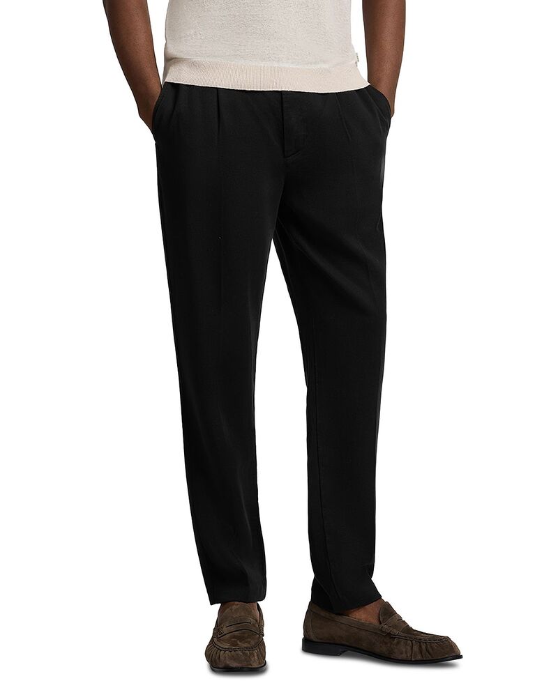 オニア メンズ ボトムス 心地好いズボン下 筋目 Onia Lyocell Pleated Trousers Black 黒いこと