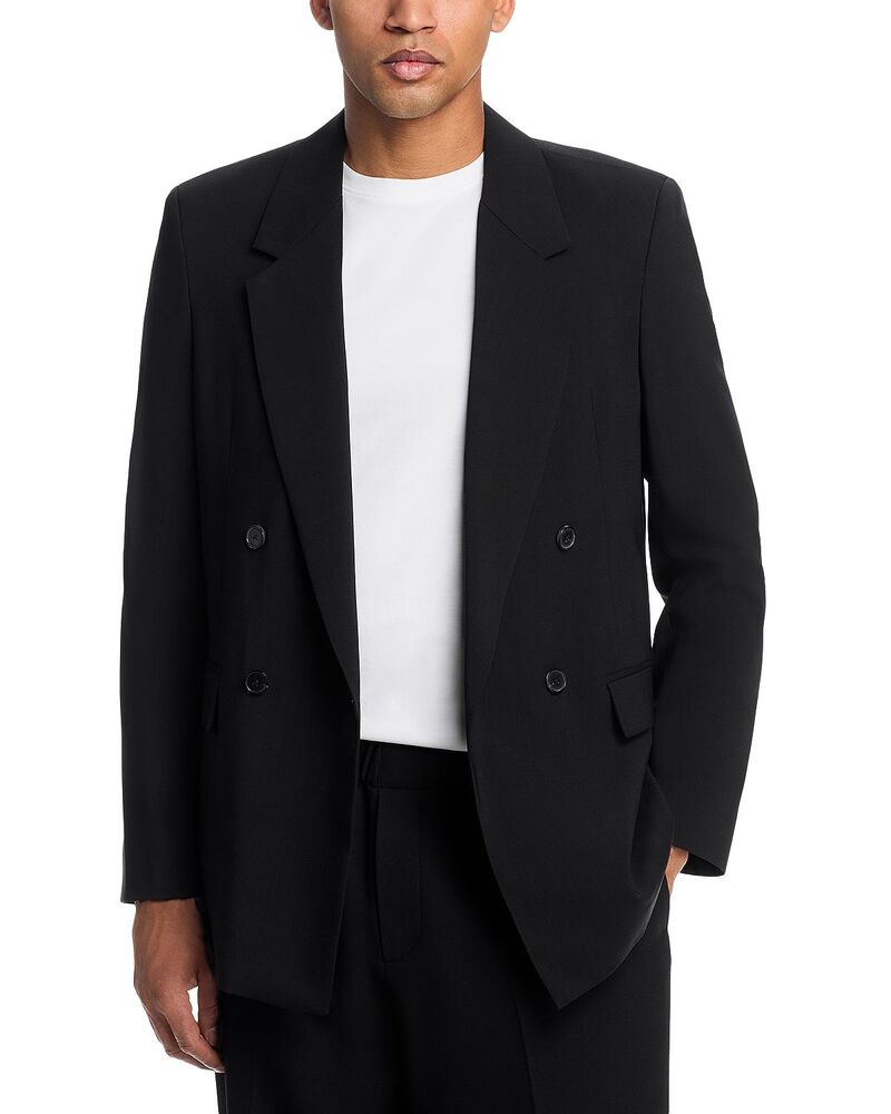 一こま メンズ アウター 上衣・上衣 レギュラー填まる 羊毛 スポーツジャケット FRAME Tropical Wool Regular Fit Blazer Black 黒いこと