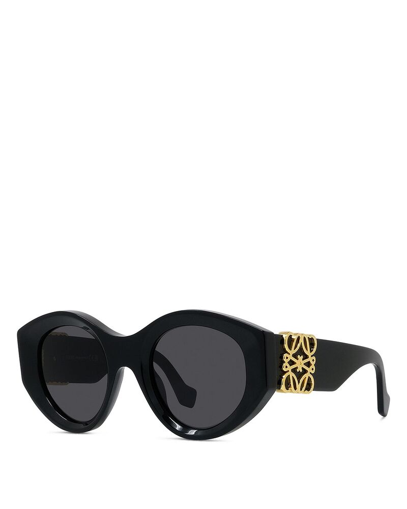 ロエベ レディース 付属物 サングラス・アイウェア Loewe Anagram Round Sunglasses 50粍 Black/Grey 黒いこと
