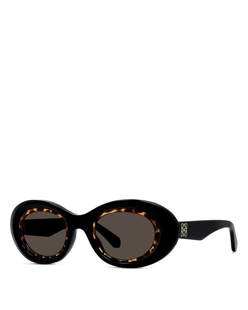 ロエベ レディース 付属物 サングラス・アイウェア Loewe Anagram Oval Sunglasses 54粍 Black/Brown 黒いこと