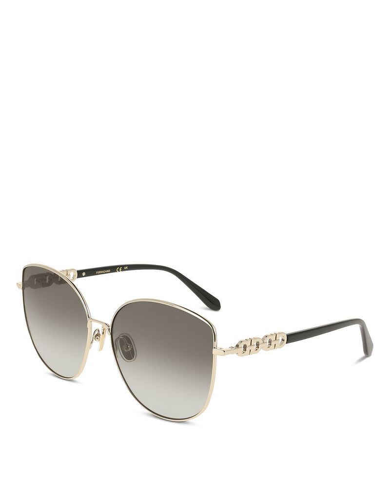 フェラガモ レディース 佩び物 サングラス・アイウェア FERRAGAMO Gancini Chain Butterfly Sunglasses 60粍 Gold/Grey 薄墨色