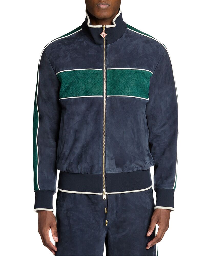 カサブランカ メンズ アウター ジャケット・ブルゾン Casablanca Stand Collar Bold Stripe Track Jacket Navy ネイビー|ReVida 店