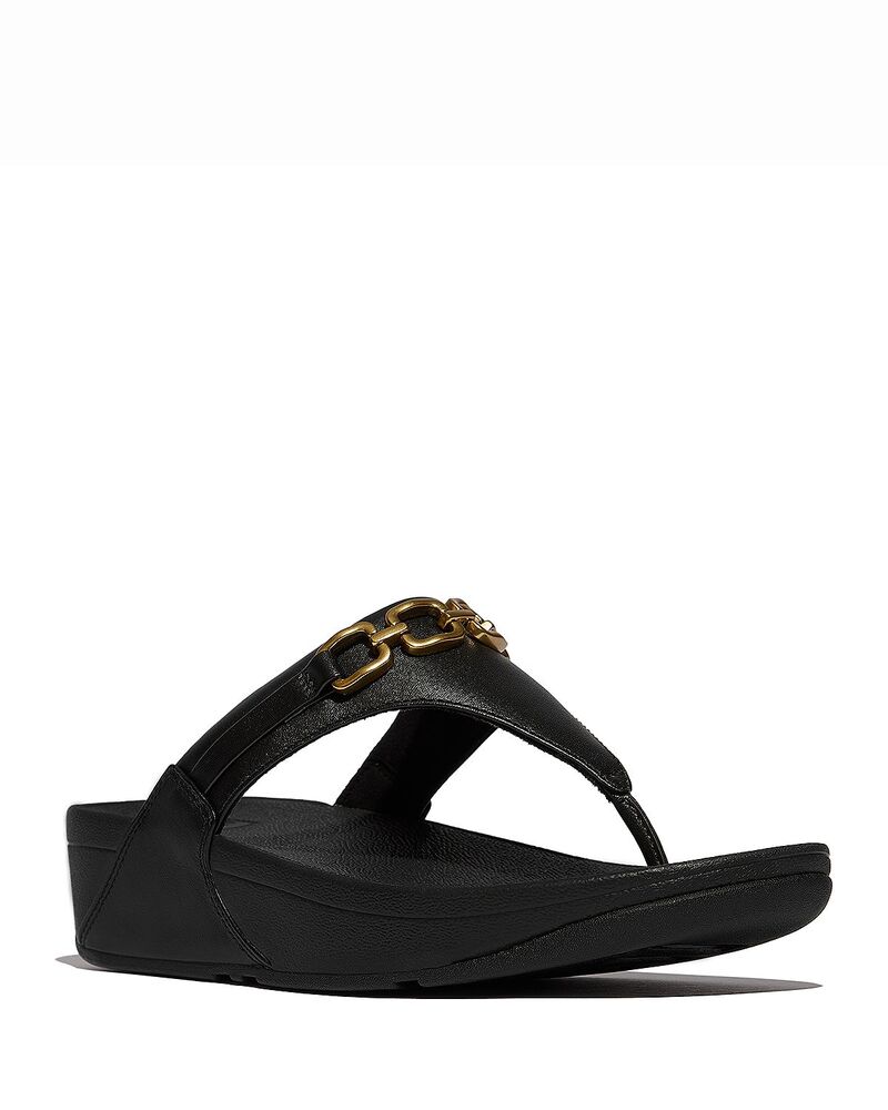 相応うフロップ レディース シューズ サンダル FitFlop Women\u0027s Lulu Chain Wedge Sandals Black 黒いこと