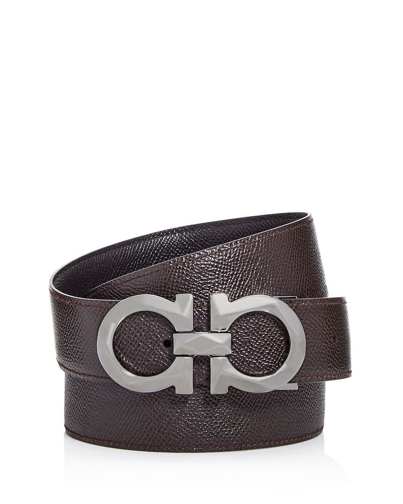 フェラガモ メンズ 付属物 三尺帯 なめし革 FERRAGAMO Salvatore Men\u0027s Double Gancini Reversible Pebbled Leather Belt Black/Brown 黒いこと