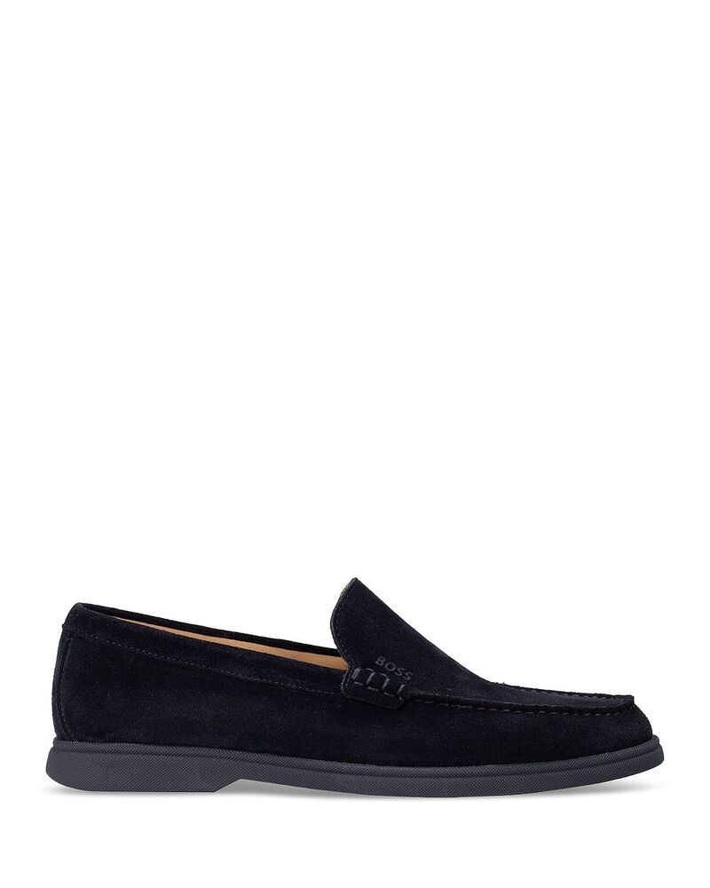 主任者 メンズ シューズ スリッポン・ローファー BOSS Men\u0027sienne Slip On Moc Toe Loafers Dark Blue Tonal 青色