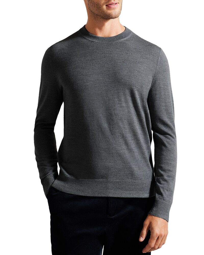 テッドベーカー メンズ アウター ニット・セーター クルーネック ウール Ted Baker Carnby Wool Crewneck Sweater Charcoal チャコール｜ReVida 店