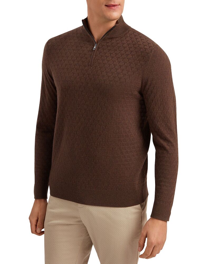 テッドベーカー メンズ アウター 編み物・スウェーター ハーフジップ Ted Baker T Stitch Quarter Zipullover Sweater Brown 赤銅色