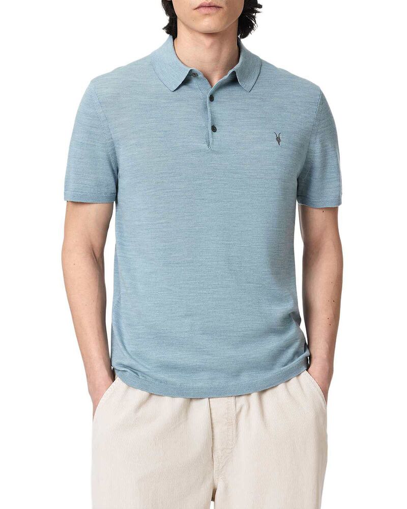 オールセインツ メンズ トップス スポーツシャツ 羊毛 ALLSAINTS Mode Merino Wool Polo Shirt Salton Blue 青み