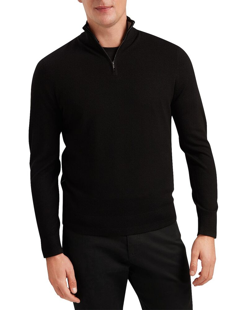 テッドベーカー メンズ アウター 編み物・プルオーバー ハーフジップ Ted Baker Merino Quarter Zip Sweater Black 黒いこと