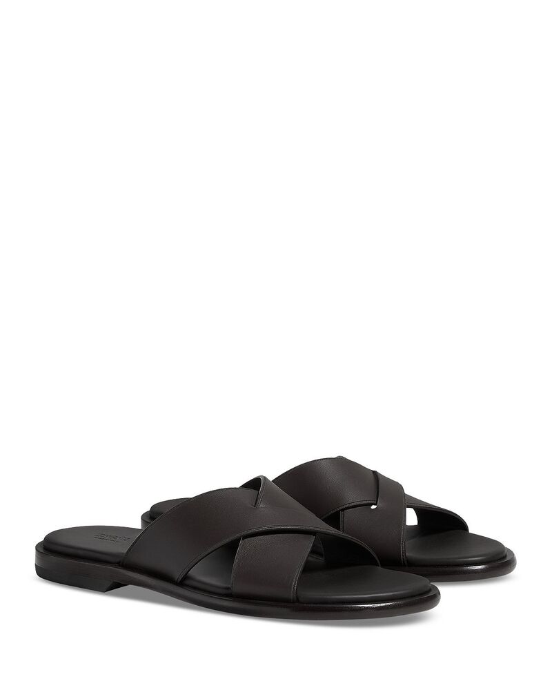 ゼニア メンズ シューズ サンダル なめし革 ZEGNA Men\u0027s Leather Sandals Dark Brown 赤銅色