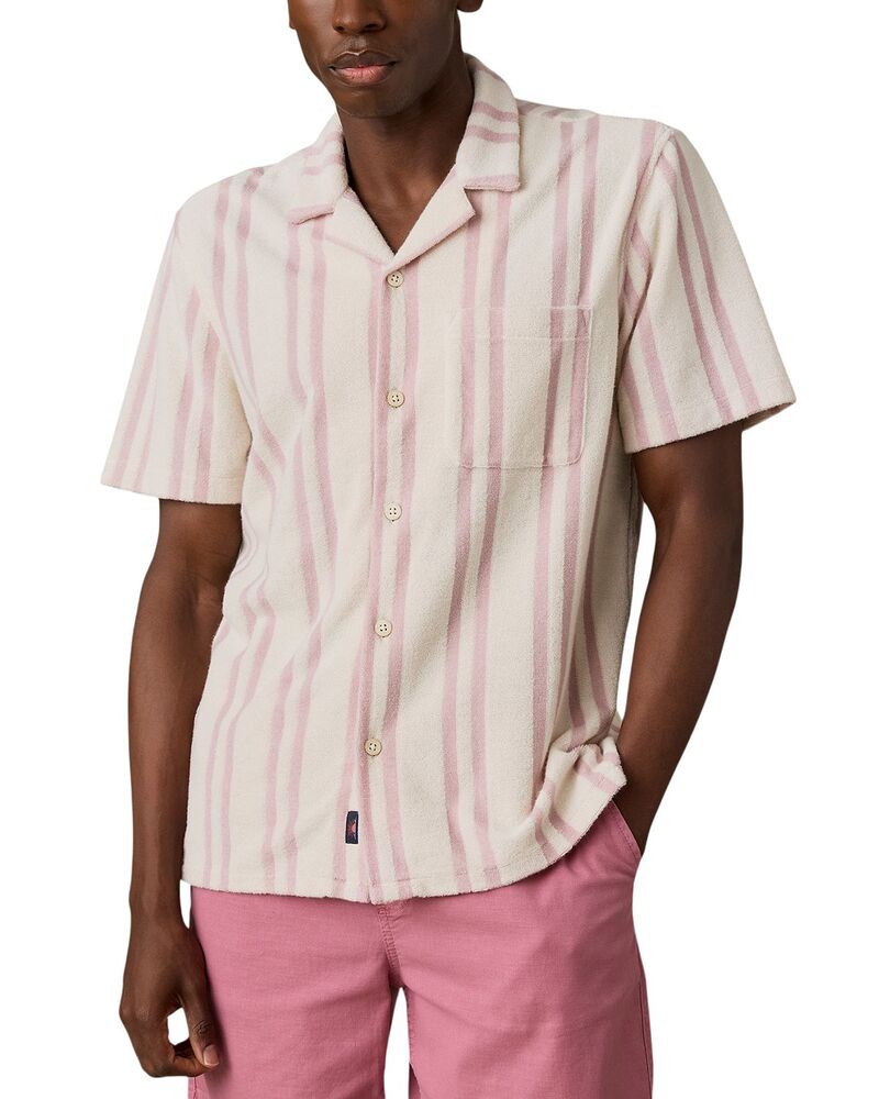 ファレティ メンズ トップス シャツ リラックスフィット パイル Faherty Short Sleeve Relaxed Fit Cabana Towel Terry Shirt Pink Springstripe ピンク|ReVida 店