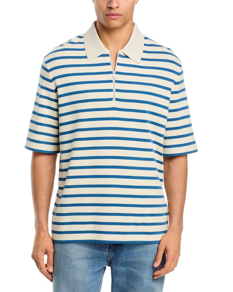 ジル・サンダー メンズ トップス スポーツシャツ Jil Sander Zip Stripe Polo Shirt Cornsilk 縞模様
