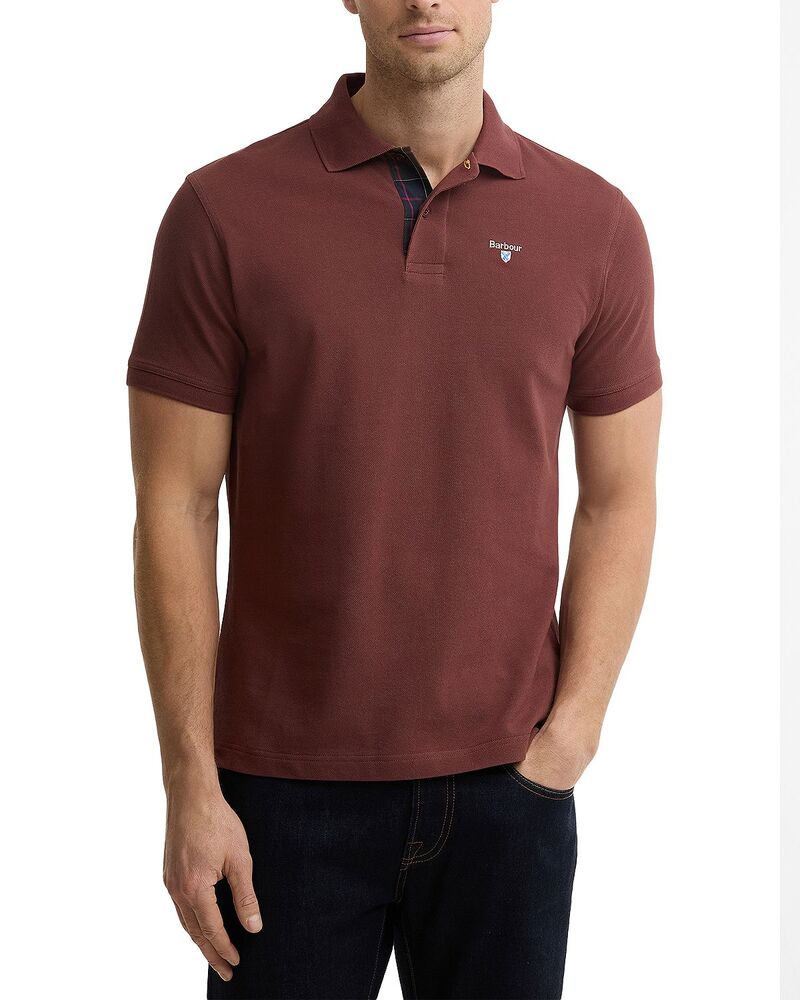 バブアー メンズ トップス ポロシャツ ロゴ Barbour Tartan Pique Logo Polo Shirt Burnt Pepper｜ReVida 店