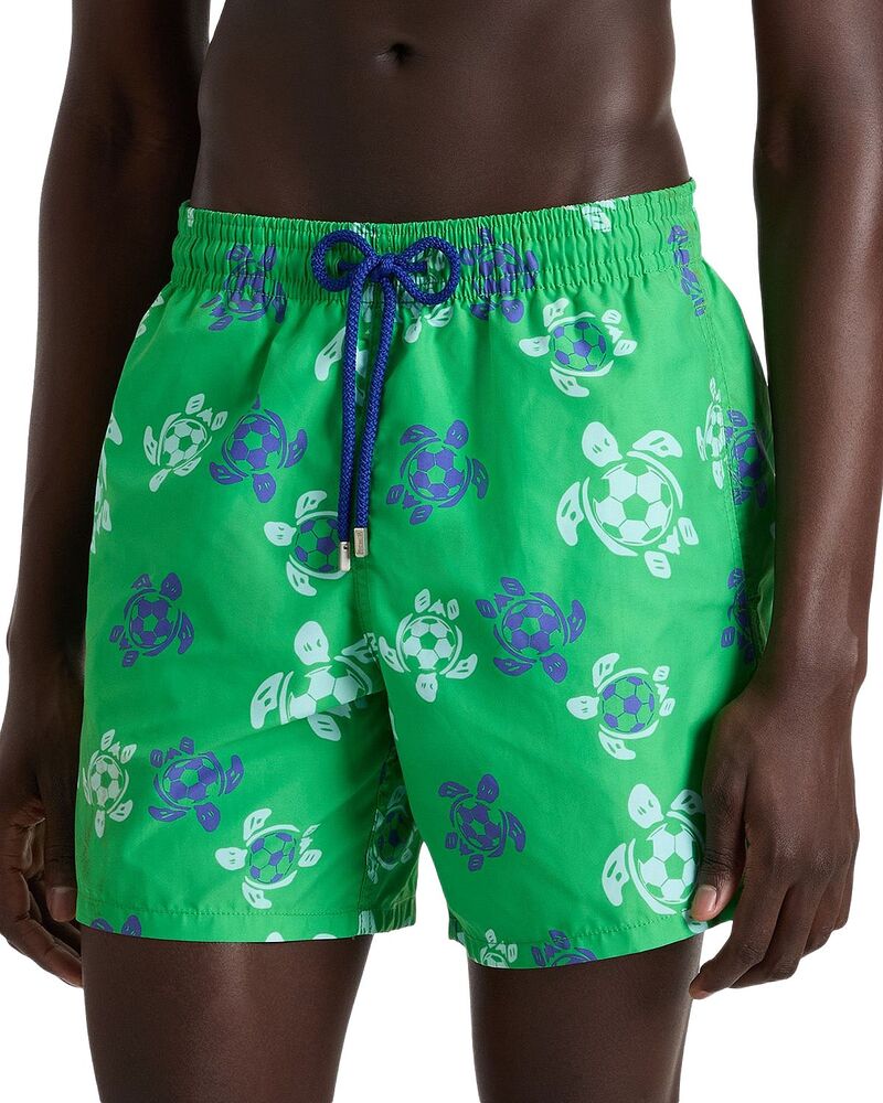 ヴィルブレクイン メンズ 佩び物 札入れ 遊撃手ズボン下 Vilebrequin Moorea Soccer Turtles 5.9\" Swim Shorts Green 緑であること"