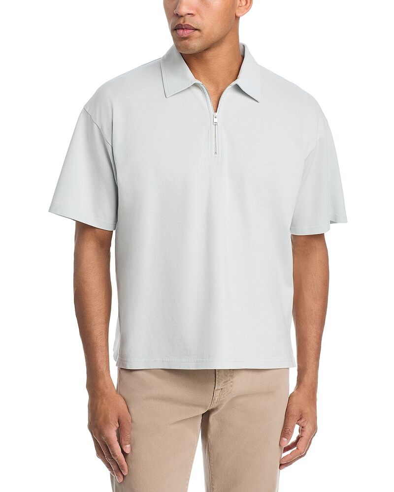 フレーム メンズ トップス ポロシャツ ハーフジップ FRAME Half Zipique Polo Pale Blue ブルー｜ReVida 店