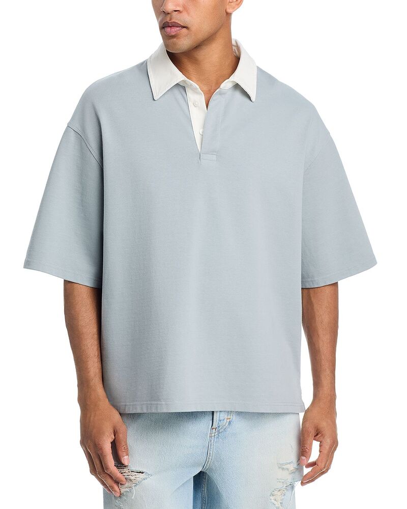 フレーム メンズ トップス ポロシャツ FRAME Short Sleeve Rugby Polo Blue Grey グレー｜ReVida 店
