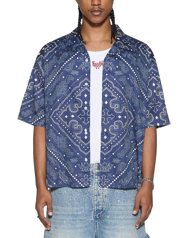 スビ メンズ トップス シャツ Ksubi Paise Diner Patterned Shirt Navy ネイビー|ReVida 店