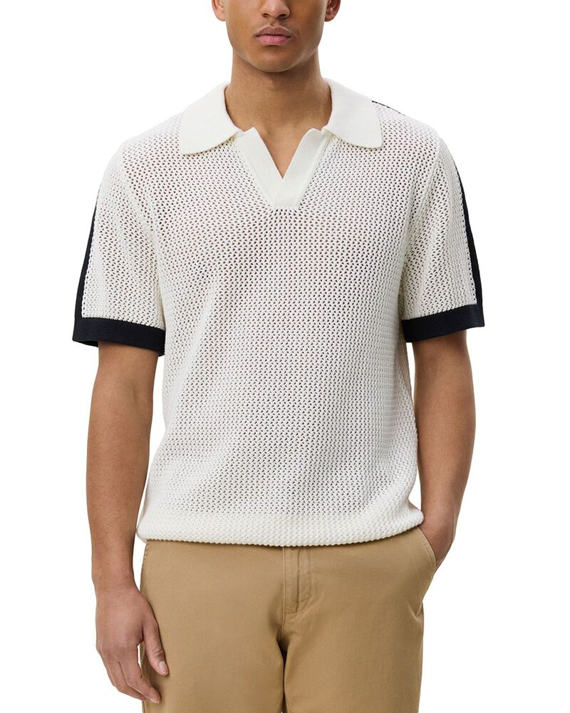 レ ドゥ メンズ トップス スポーツシャツ 編み物 ロゴタイプ Les Deux Logo Grid Knitted Polo Light Ivory 象牙色