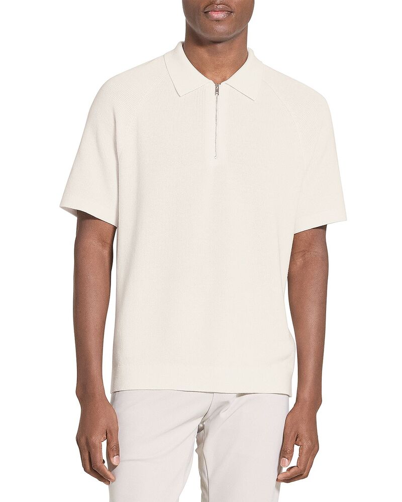 セオリー メンズ トップス ポロシャツ Theory Tactile Zipolo Shirt Winter Ivory アイボリー｜ReVida 店