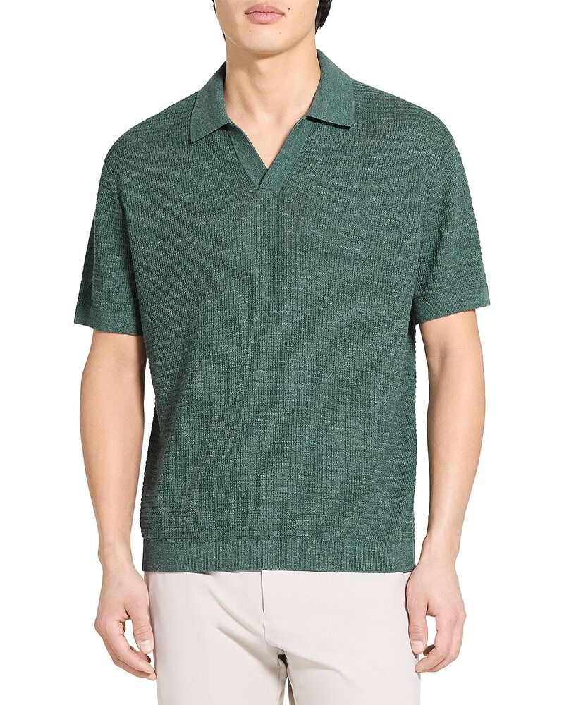 セオリー メンズ トップス ポロシャツ リネン Theory Brenan Polo ineo Pacific Linen Light Pine Grove｜ReVida 店