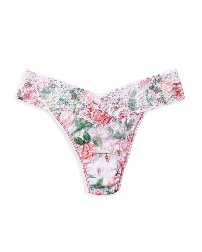 ハンキーパンキー レディース アンダー御召しもの ズボン下 刷り上げる スピード競技 Hanky Panky Printed Signature Lace Original Rise Thong Rococo Rose