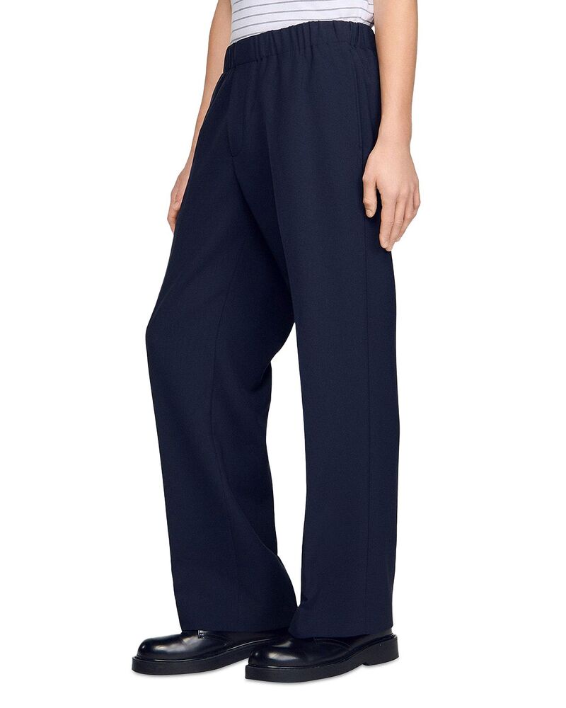 サンドロ メンズ ボトムス カジュアルパンツ ワイドレッグ Sandro Wide Leg Trousers Navy Blue ネイビー｜ReVida 店