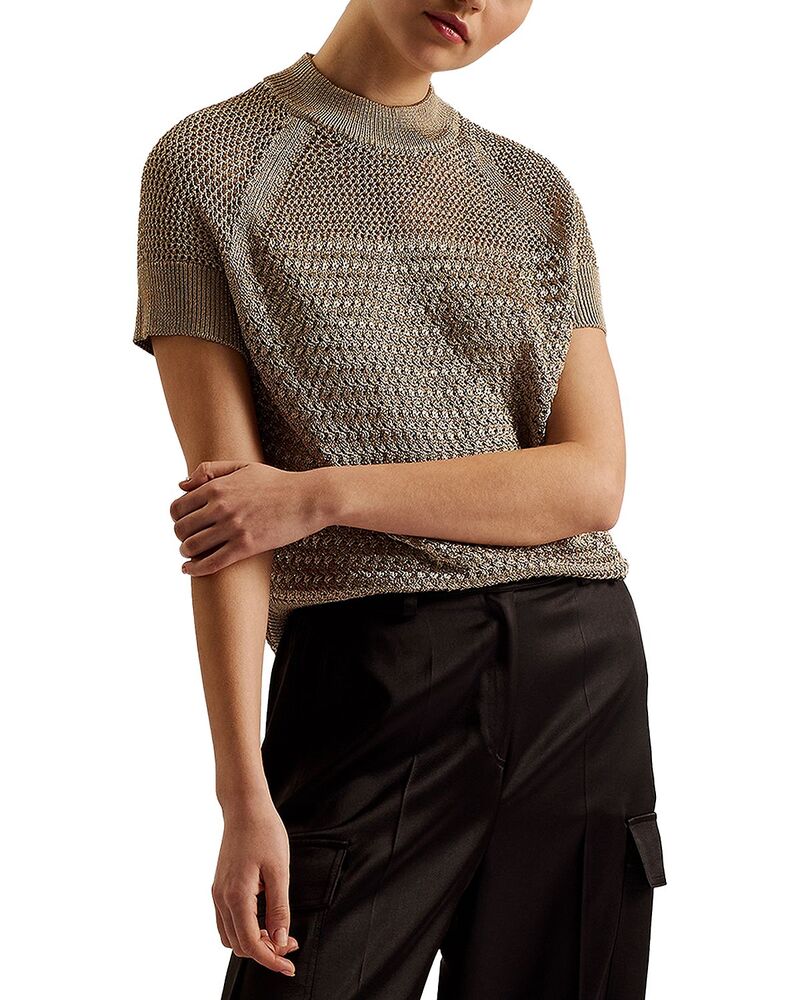 テッドベーカー レディース トップス プルオーバー トール 編み物 Ted Baker Abaly Metallic Knitop Natural メタリック