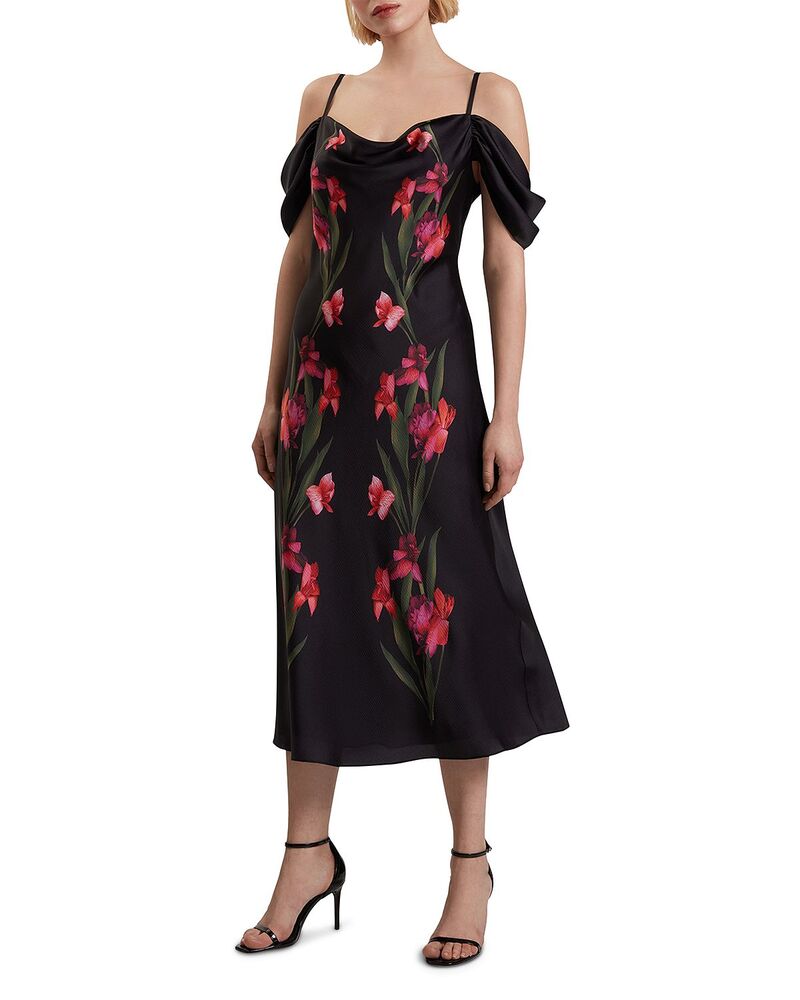 テッドベーカー レディース トップス 衣装 MIDI 繻子 Ted Baker Lucern Satin Midi Dress Black 黒いこと