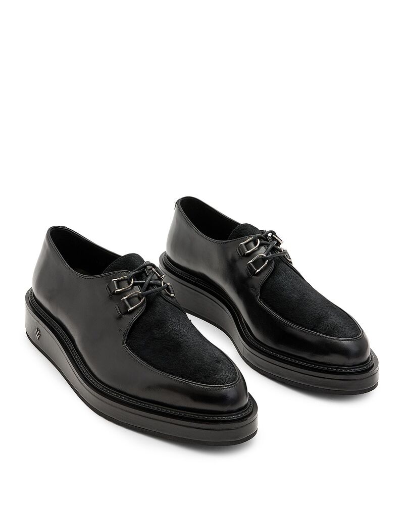 ジョンバルベイトス メンズ シューズ 衣装 山高帽子 なめし革 John Varvatos Men\u0027s Von Creeper Derby Black Leather Dresshoes Black 黒いこと