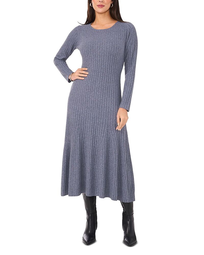 ヴィンスカムート レディース トップス 衣裳 リブニット MIDI 編み物 VINCE CAMUTO Rib Knit Round Neck Midi Dress Metal Grey 薄墨色