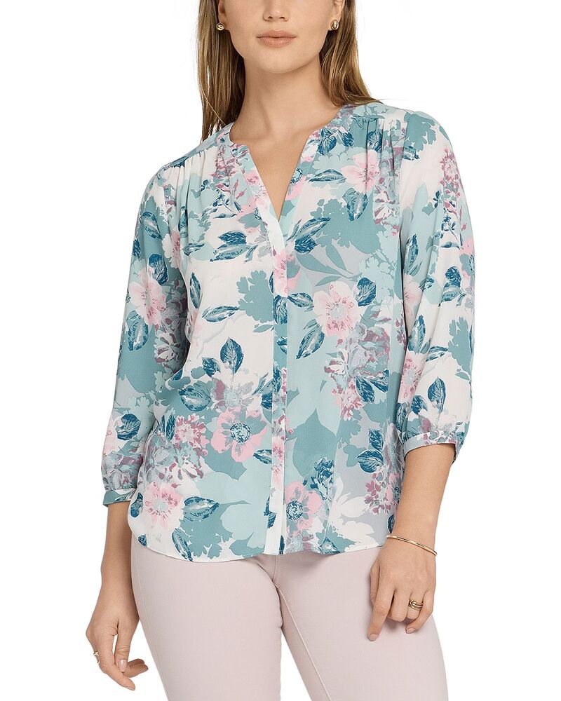 エヌワイディージェイ レディース トップス ティーシャツ トップ NYDJ Pintuck Blouse Floral Mosaic