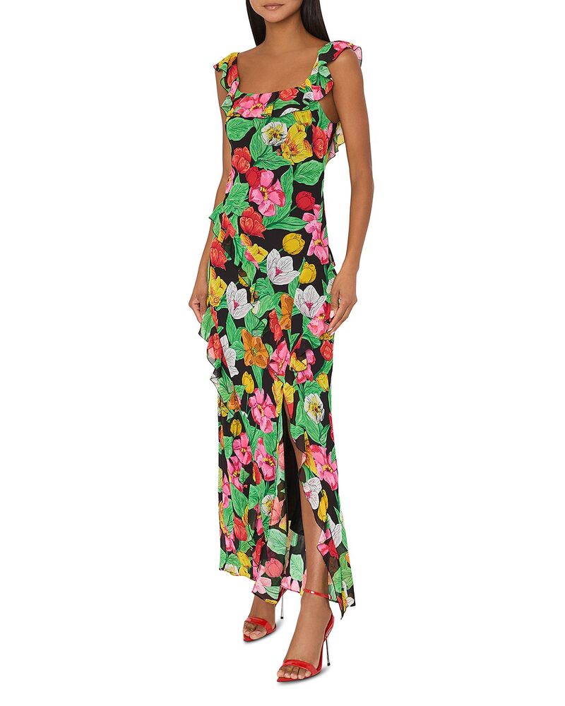 ミリー レディース トップス 衣裳 フラウンス マキシ MILLY Tulip Rosette Ruffled Maxi Dress Black Multi 黒いこと
