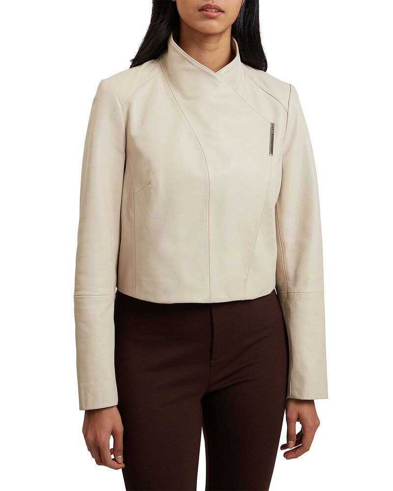 テッドベーカー レディース アウター 上衣・上衣 クロップド なめし革 Ted Bakeriyoze Leather Cropped Wrap Jacket Ivory 象牙色