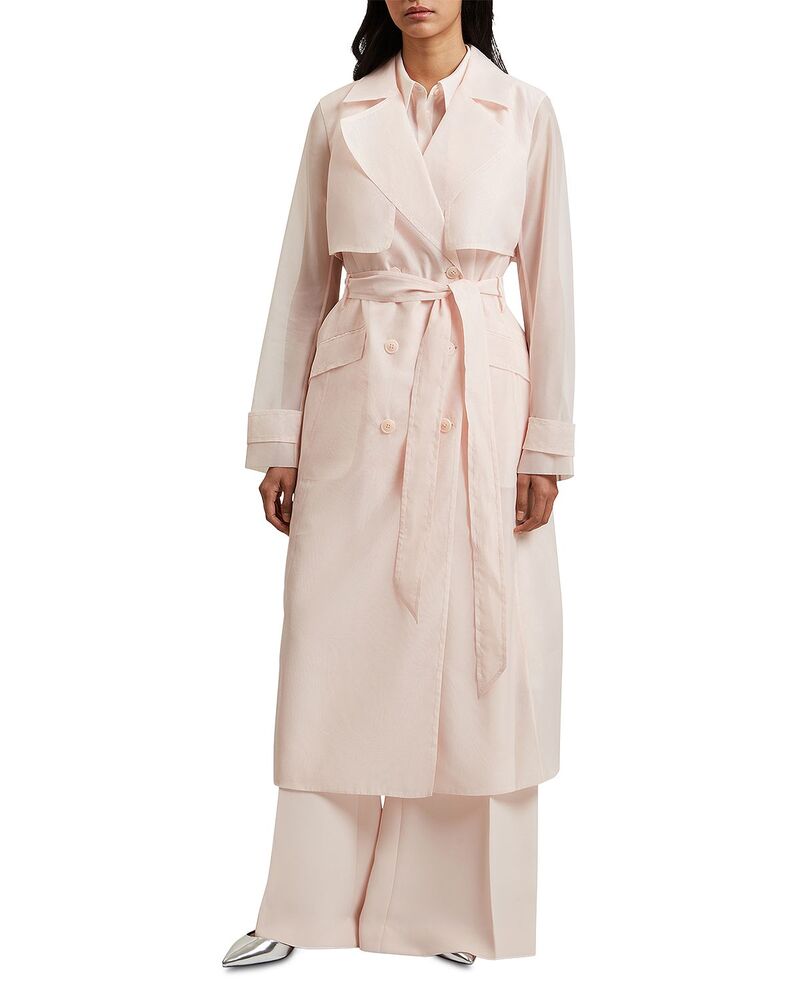 テッドベーカー レディース アウター 厚地の外套 Ted Baker Aplysia Organza Trench Coat Pale Pink サクラ色