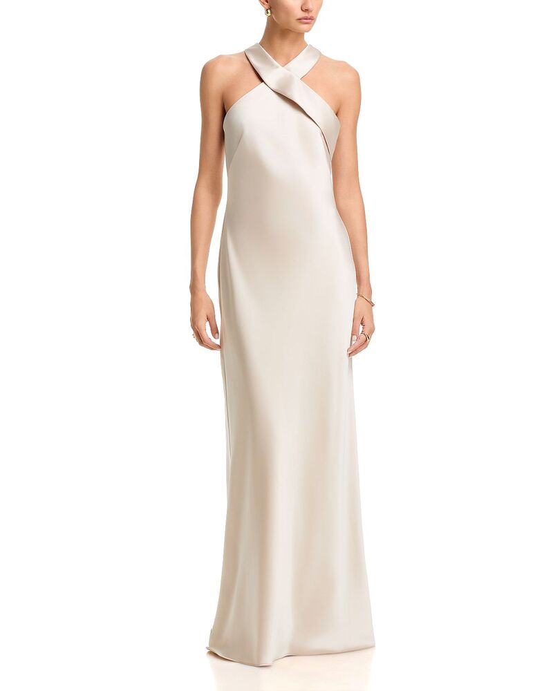 アクア レディース トップス 衣裳 繻子 ノースリーブ AQUA Sleevelessatin Gown - Exclusive Champagne 三鞭酒