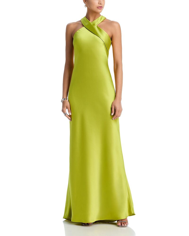 アクア レディース トップス 衣裳 繻子 ノースリーブ AQUA Sleevelessatin Gown - Exclusive Key Lime 菩提樹