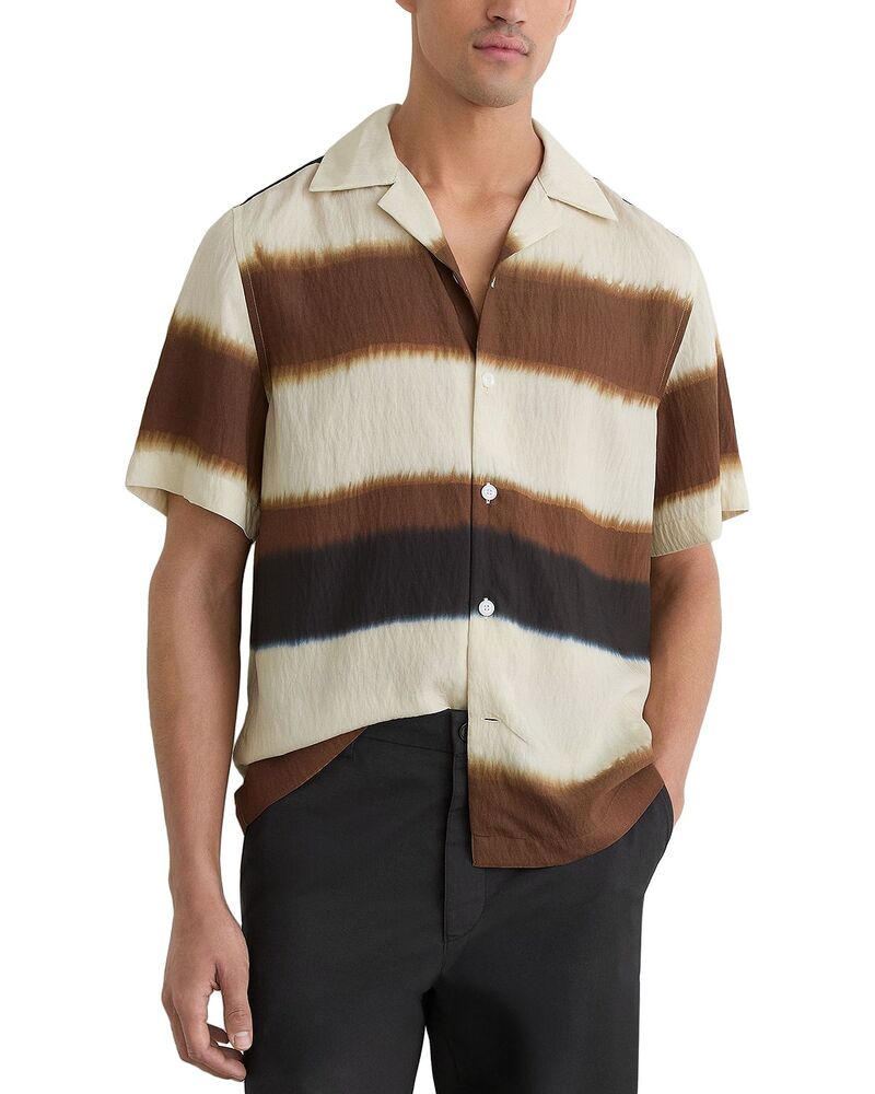 レイス メンズ トップス シャツ プリント REISSalem Printed Block Stripe Shirt Brown Multi ブラウン|ReVida 店