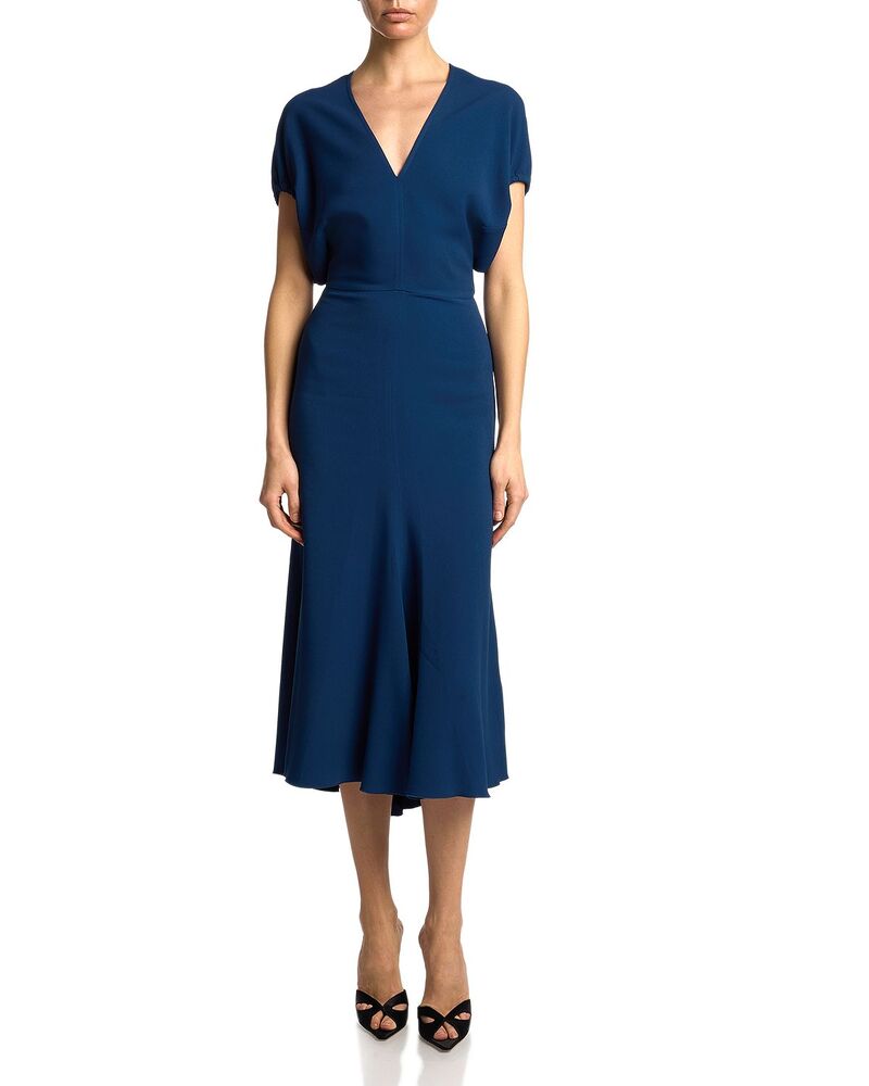 ヴィクトリア ベッカム レディース トップス ワンピース ミディ Victoria Beckham Blouson Midi Dress Dark Ocean｜ReVida 店