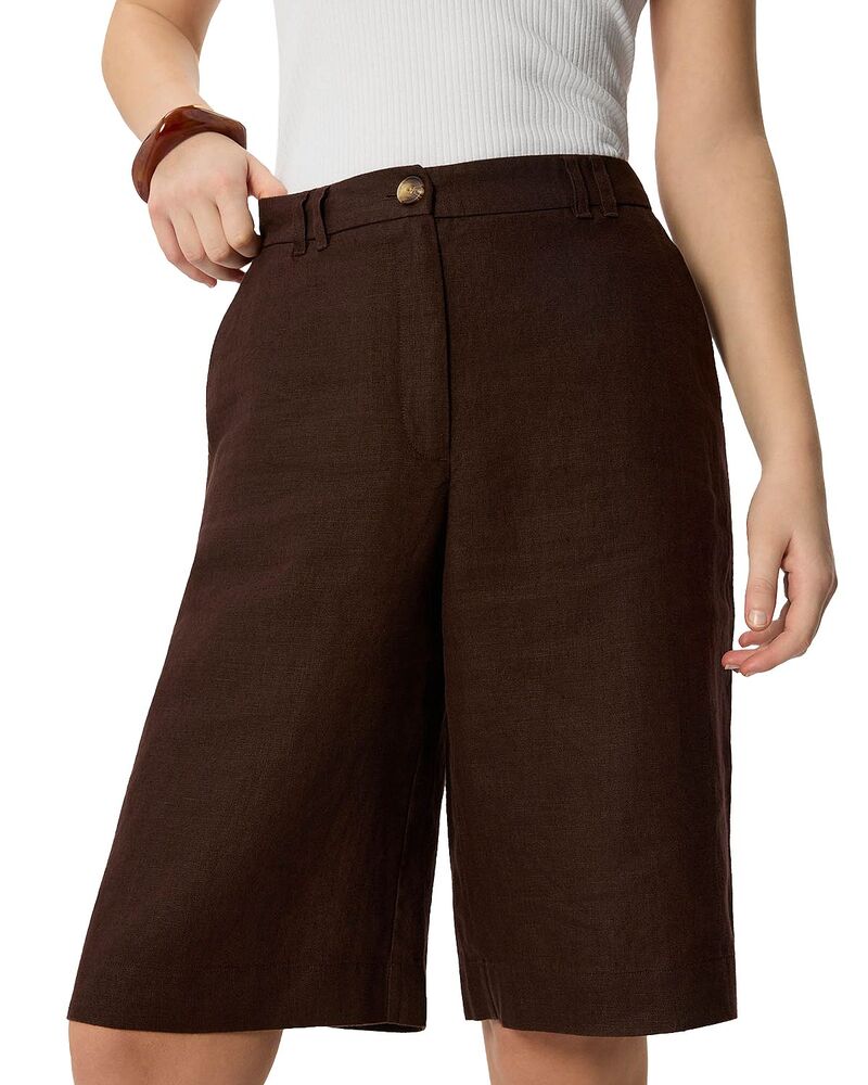 ホイッスルズ レディース ボトムス 二分の一ズボン下・さる股引き 遊撃手ズボン下 リネン Whistles Linen Bermuda Shorts Brown 赤銅色