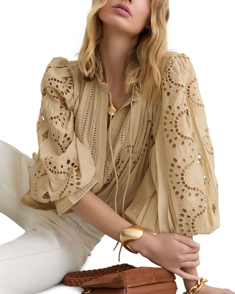 レイス レディース トップス プルオーバー カットアウト トップ スピード競技 REISS Rhiannon Cut Out Lace Blouse Neutral