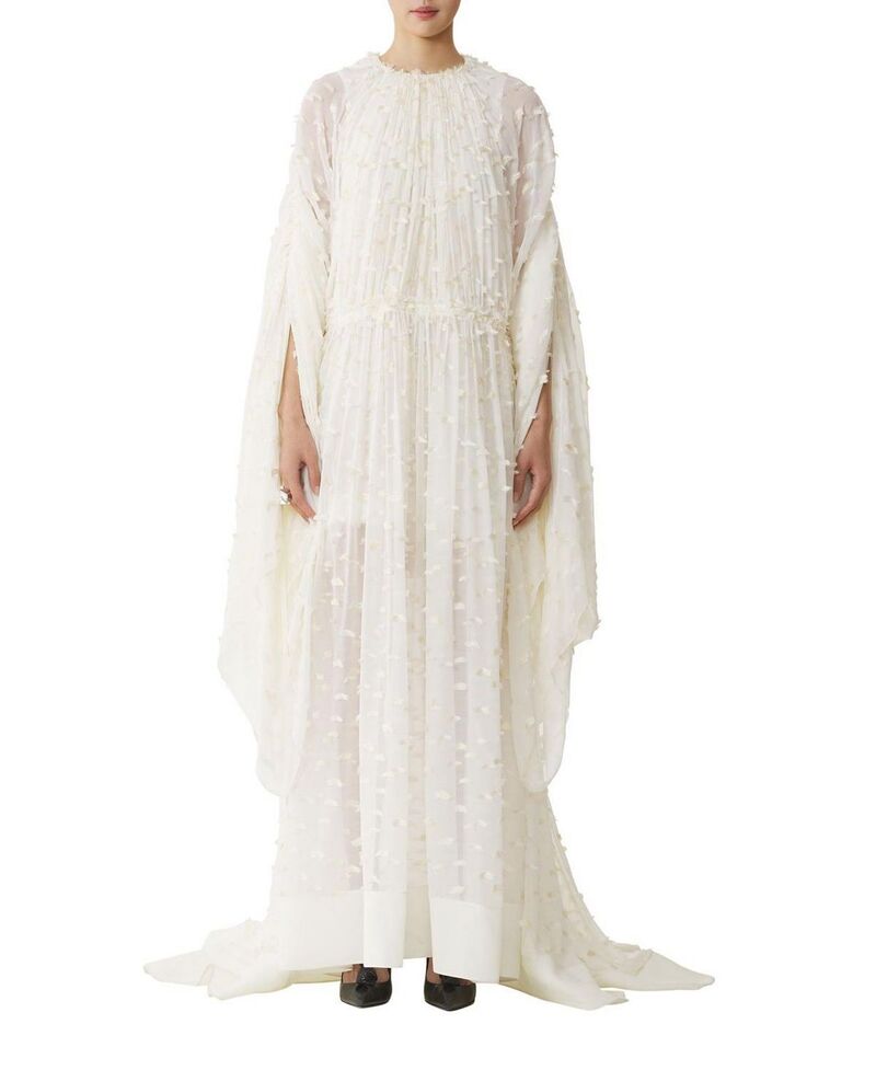 ランバン レディース トップス ワンピース シルク Lanvin Long Dress in Plumetisilk White/Ivory ホワイト|ReVida 店