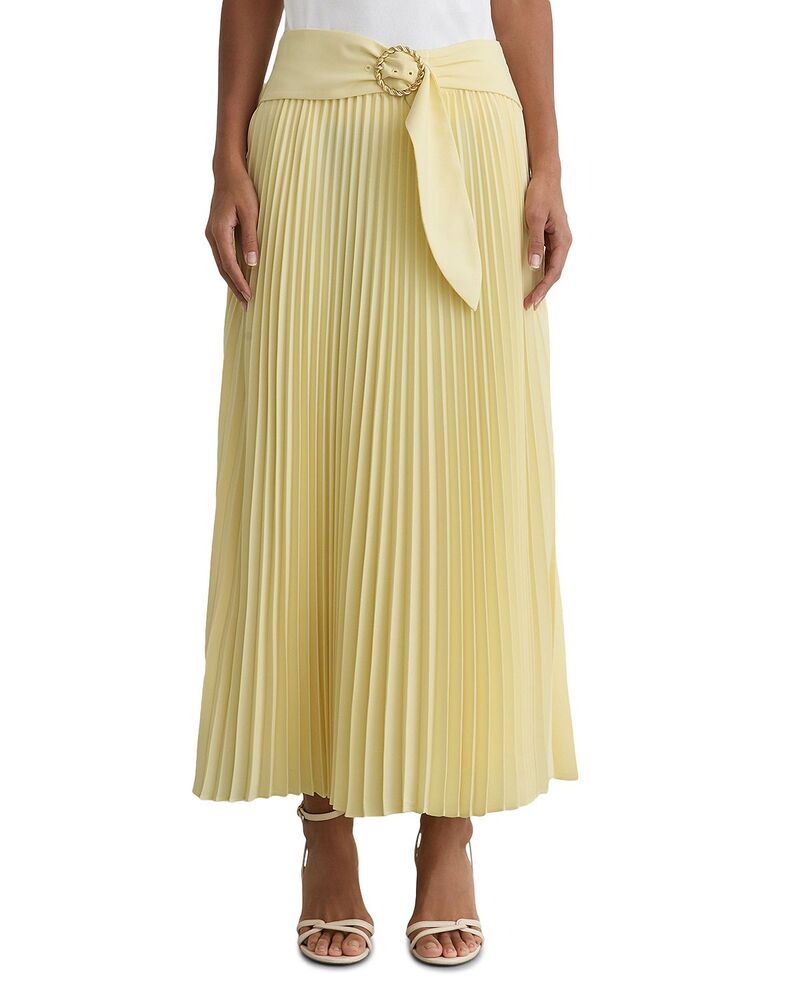 レイス レディース 下つ方スコート 筋目 MIDI REISS Belted Pleated Midi Skirt Yellow 黄色