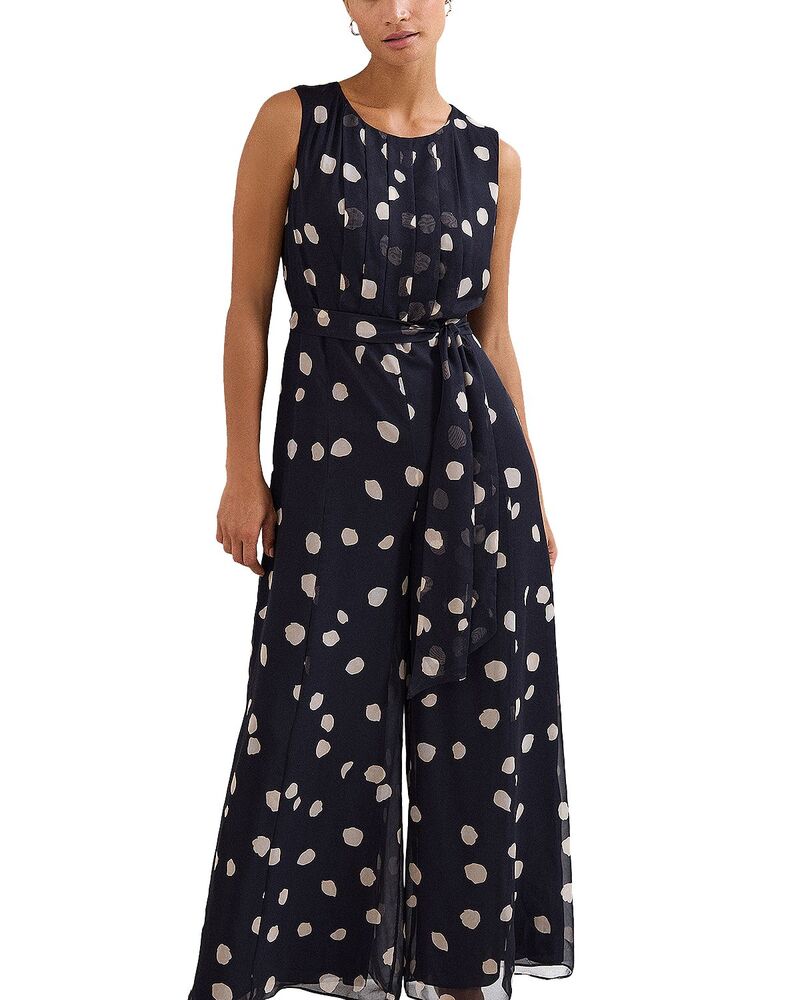位相角・八つ レディース トップス 飛び降りる背広 マキシ Phaseight Maxine Spot Jumpsuit Navy/Ivory 象牙色