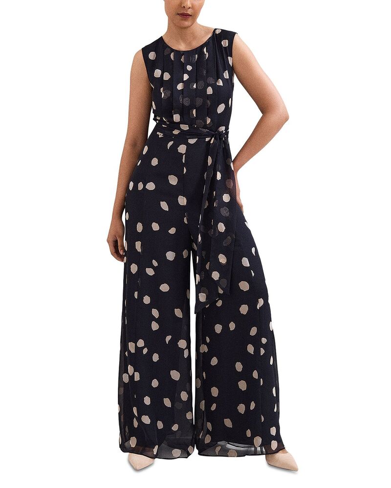 位相角・八つ レディース トップス 飛び降りる背広 プチ マキシ Phaseight Petites Maxine Spot Jumpsuit Navy/Ivory 象牙色
