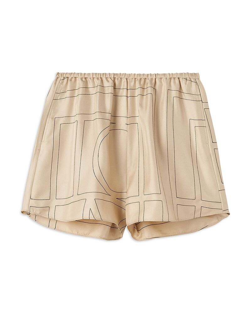 トーテム レディース アウター パーカー・スウェット 遊撃手ズボン下 地絹 TOTEME Silk Monogram Pajama Shorts Ivory 象牙色