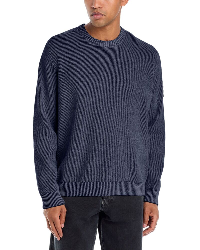 ストーンアイランド メンズ アウター 編み物・プルオーバー 綿織物 Stone Island Rib Cotton Boucle Raglan Sleeve Sweater Melange Blue 青碧