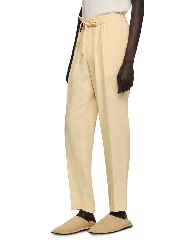 サンドロ メンズ ボトムス カジュアルパンツ リネン Sandro Alpha Elastic Linen Trousers Ivory アイボリー｜ReVida 店